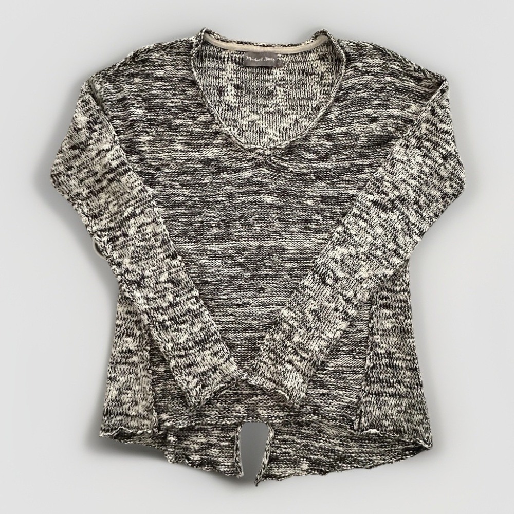 Michael Stars Knit Sweater Wool Blend Gray Pullover Hi Lo Size 1 Minimalist Warm